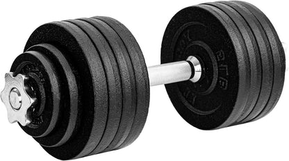 Adjustable Dumbbell Set with Weight Plates, Star Lock Collars/Connector, 50LBS Barbell or 25LBS Dumbbell Pair