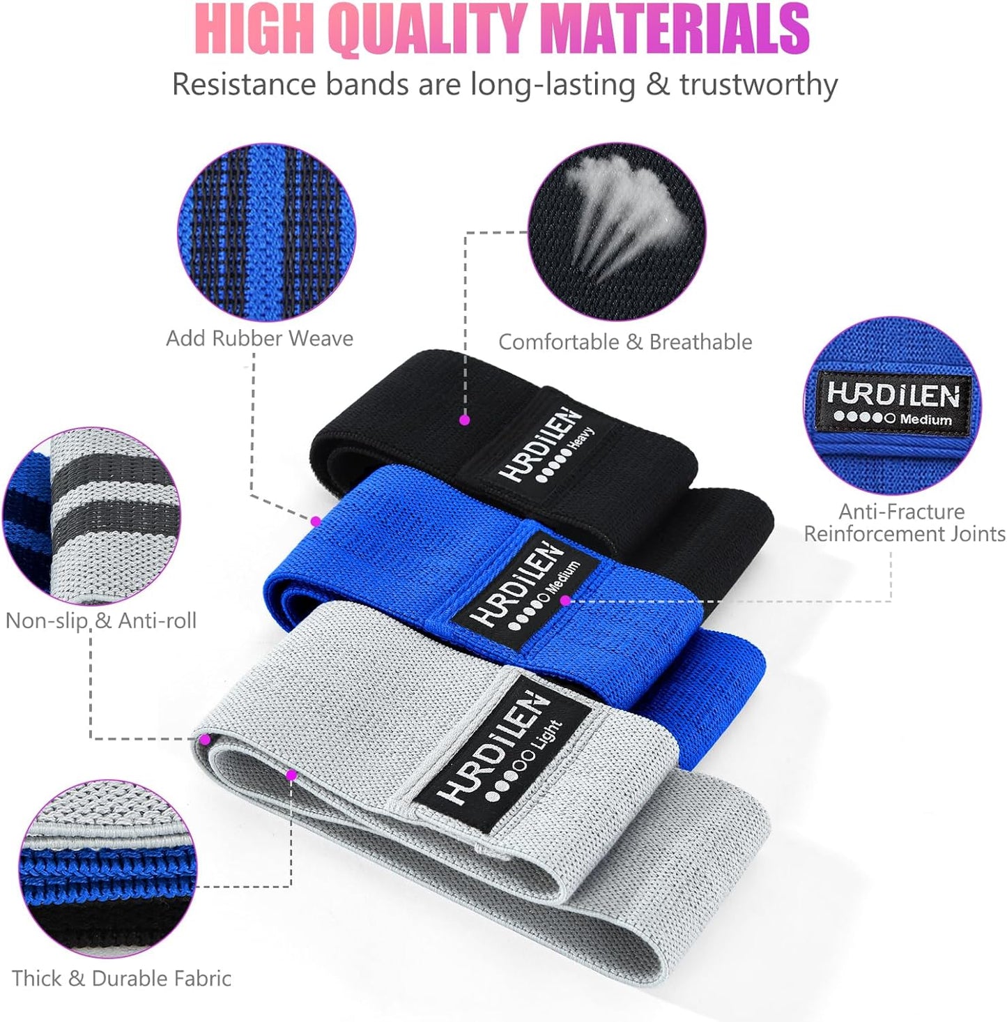 Resistance Bands for Working Out, Exercise Workout Bands for Women & Men, 3 Levels Elastic Stretch Bands for Exercise with Carry Bag for Physical Therapy